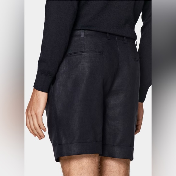 SUIT SUPPLY NAVY BOSA LINEN SHORTS - Picture 10 of 12